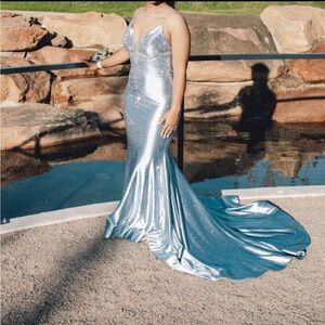 Sherri Hill Sky Blue Gown with Sparkling Accents